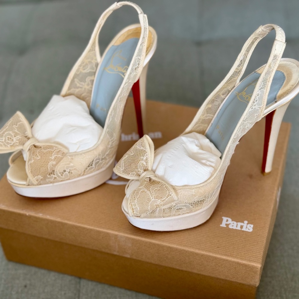 Christian Louboutin Cream Lace Heels